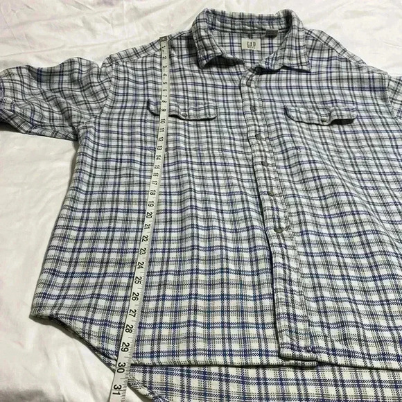 Gap Mens Woven Cream, Blue & Green Long Sleeve Button Front Shirt. Size XL. - Picture 8 of 11